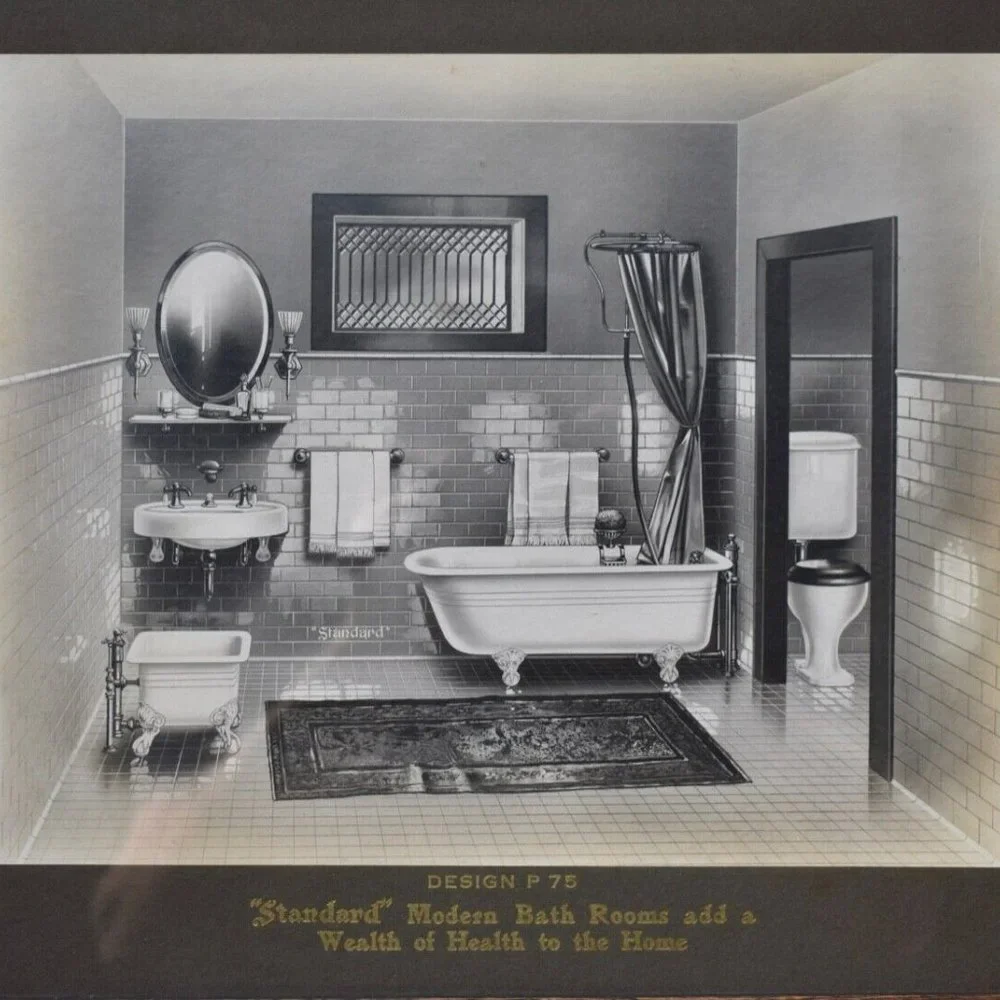 Standard Sanitary Plumbing Store Display Sign Factory Framed Sink Sitz Bath Tub